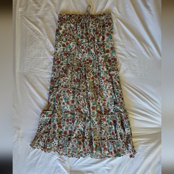 Boho Vintage Floral Maxi Skirt Cottagecore Prairie Hippie 90s Y2K Earth Tone - Picture 2 of 6